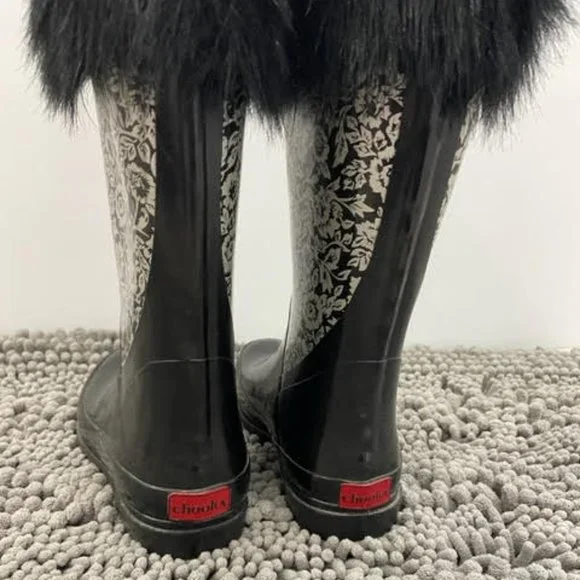 🎉2XHP🎉 NEW WOT CHOOKA VEGAN FUR ACCENT Waterproof Rain Boots - Picture 2 of 5